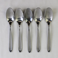 Lot of 5 Oneida Silver Velour Pattern Teaspoons Stainless 6.25 Inches Good