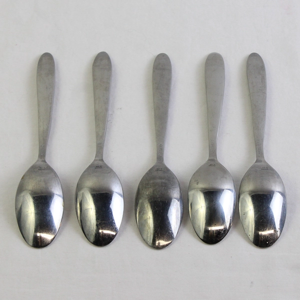 Lot of 5 Oneida Silver Velour Pattern Teaspoons Stainless 6.25 Inches Good