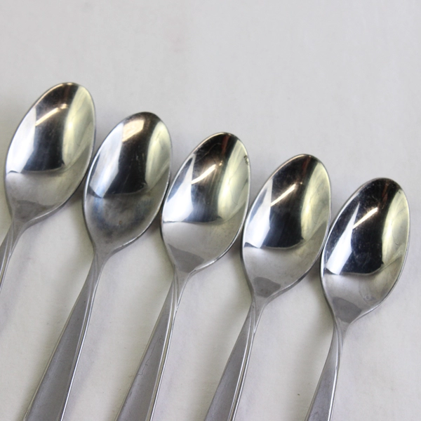 Lot of 5 Oneida Silver Velour Pattern Teaspoons Stainless 6.25 Inches Good