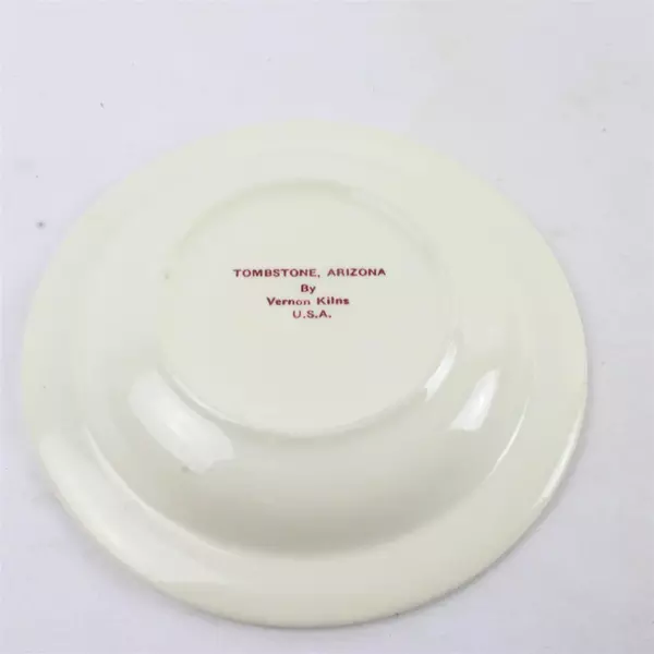 Vernon Kilns Vintage Souvenir Ashtray Tombstone Arizona 5.75" Ceramic