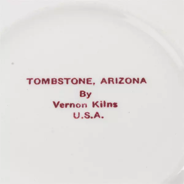 Vernon Kilns Vintage Souvenir Ashtray Tombstone Arizona 5.75" Ceramic