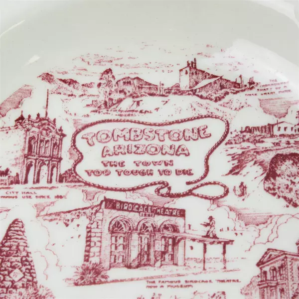 Vernon Kilns Vintage Souvenir Ashtray Tombstone Arizona 5.75" Ceramic