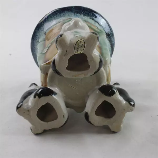 Vintage Ceramic Panda Bamboo Planter Hand-Painted Succulent Pot 4x4x4.75