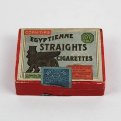 Egyptienne Straights Cork Tips Cigarettes Cardboard Box Tax Stamp 1910