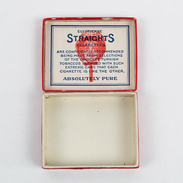 Egyptienne Straights Cork Tips Cigarettes Cardboard Box Tax Stamp 1910