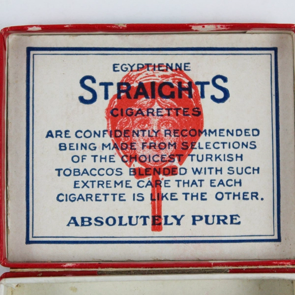 Egyptienne Straights Cork Tips Cigarettes Cardboard Box Tax Stamp 1910