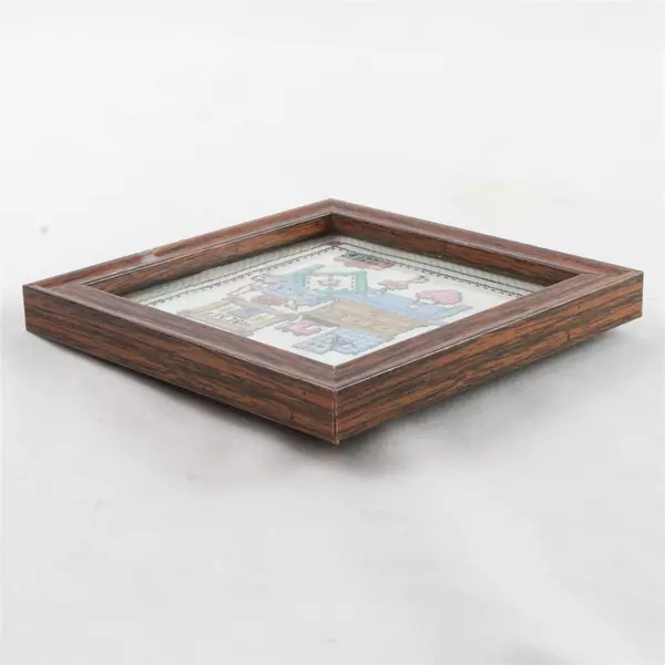Vintage Framed Cross Stitch Picture Craft Room Wall Art 5.75" Square