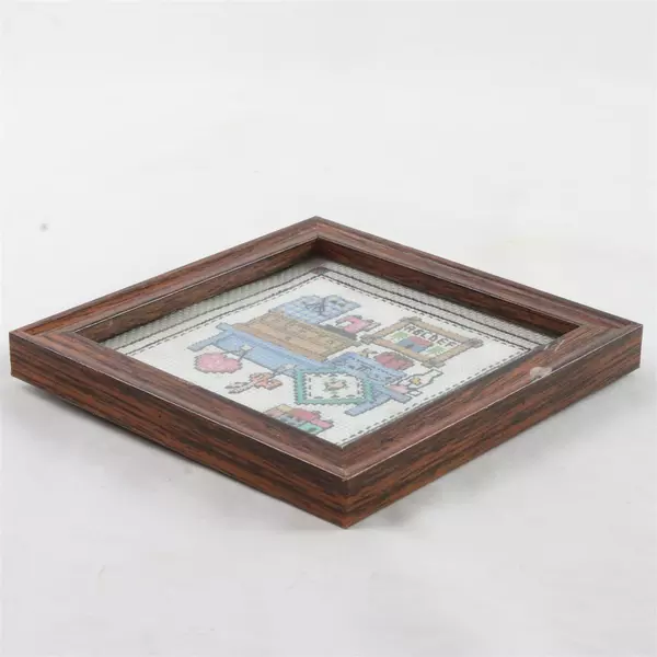 Vintage Framed Cross Stitch Picture Craft Room Wall Art 5.75" Square