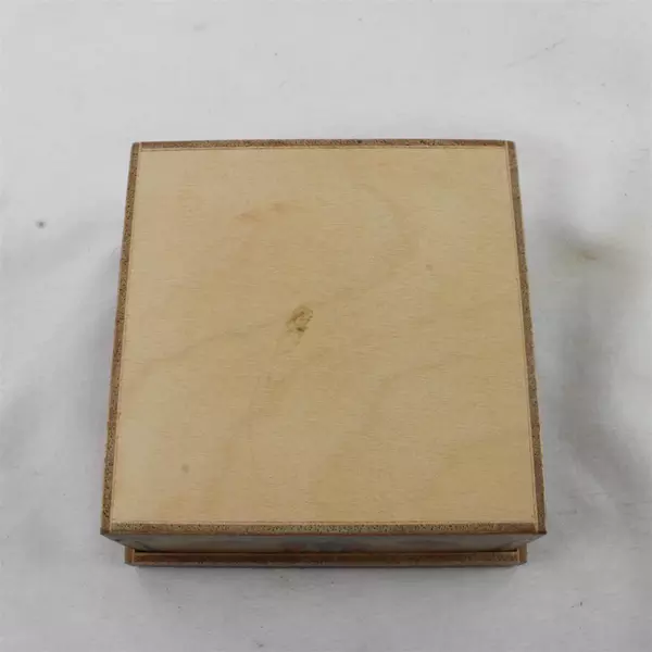 Vintage Hand-Painted Wooden Trinket Box Black Horse Rider Floral 4x4x2"