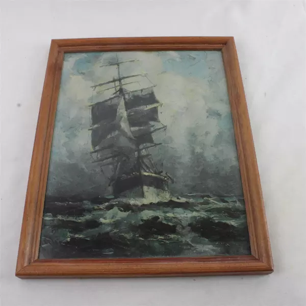 Vintage Clipper Ship Painting Nautical Coastal Maritime Art 12x10
