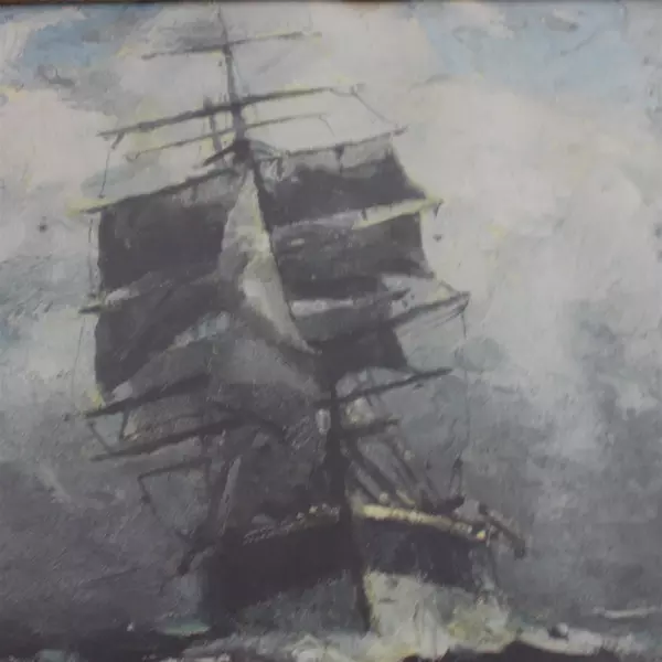 Vintage Clipper Ship Painting Nautical Coastal Maritime Art 12x10