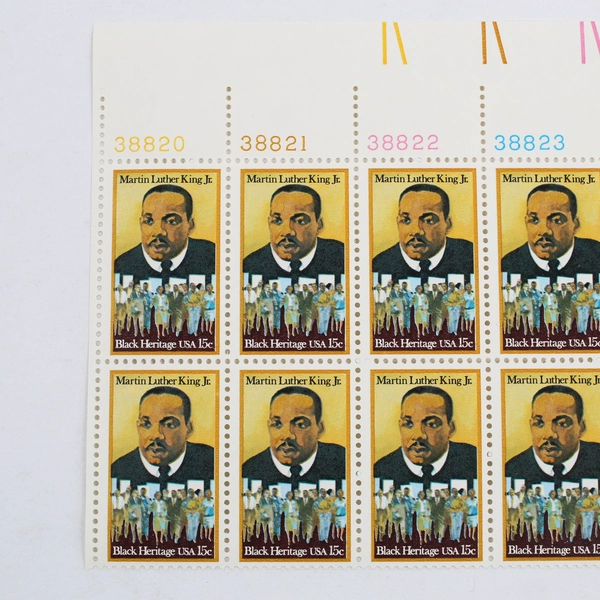 1979 USPS Block Sheet 12 Black Heritage: Martin Luther King Jr. 15¢ Stamps MNH