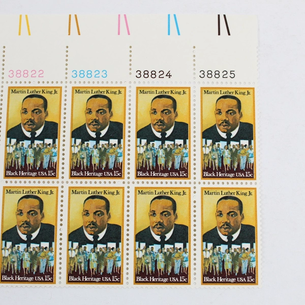 1979 USPS Block Sheet 12 Black Heritage: Martin Luther King Jr. 15¢ Stamps MNH