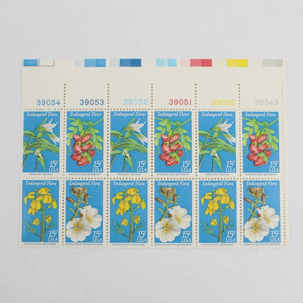1979 Endangered Flora Plate Block of 12 15c Postage Stamps, Scott #1783 MNH, OG