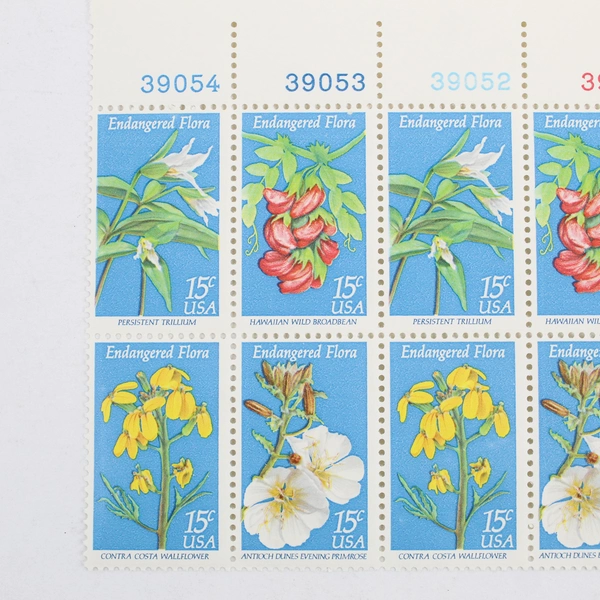 1979 Endangered Flora Plate Block of 12 15c Postage Stamps, Scott #1783 MNH, OG