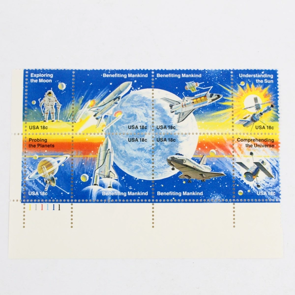 1981 USPS Block Sheet of 8 Stamps Space Exploration and Achievement 18¢ MNH OG