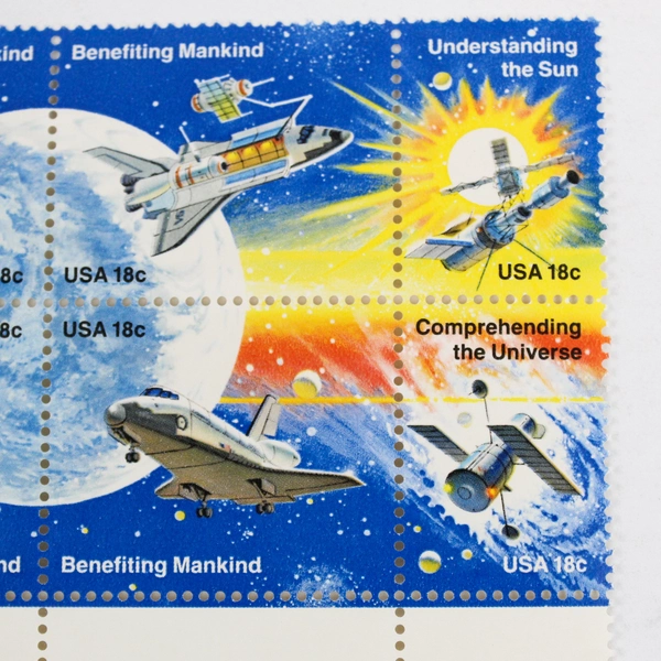 1981 USPS Block Sheet of 8 Stamps Space Exploration and Achievement 18¢ MNH OG