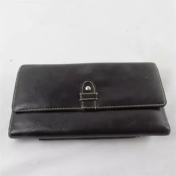 Buxton Dark Brown Genuine Leather Women’s Long Wallet Slim