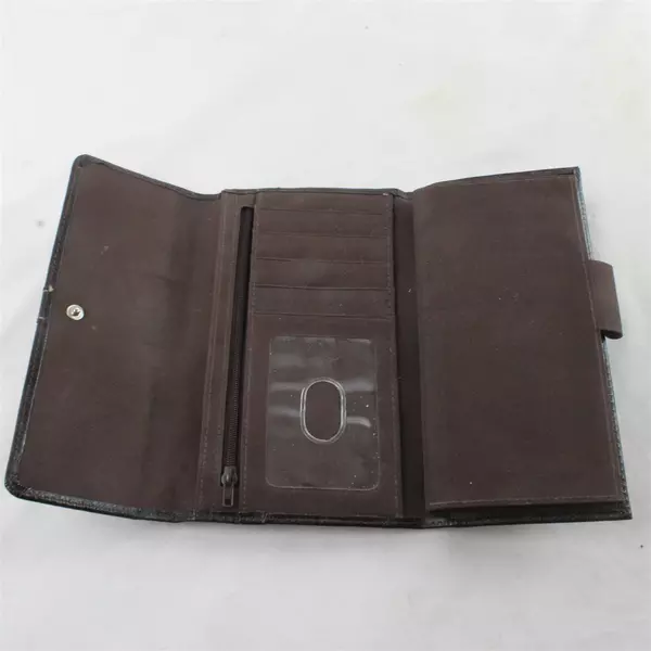 Buxton Dark Brown Genuine Leather Women’s Long Wallet Slim