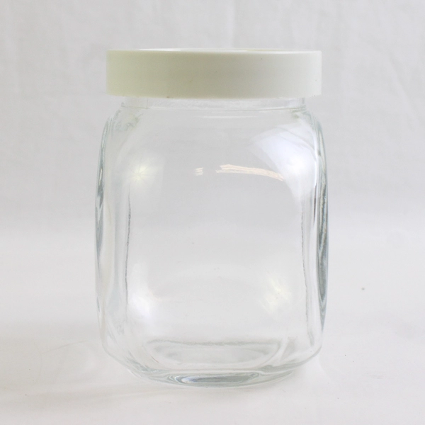 Lot of 6 Kig Malaysia Transparent Spice Jars with White Opaque Plastic Lids