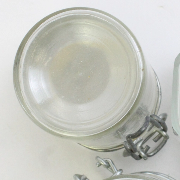 Lot of 3 Unbranded Small Vintage Jars with Wire Bail Hinged Glass Lid 3" Tall