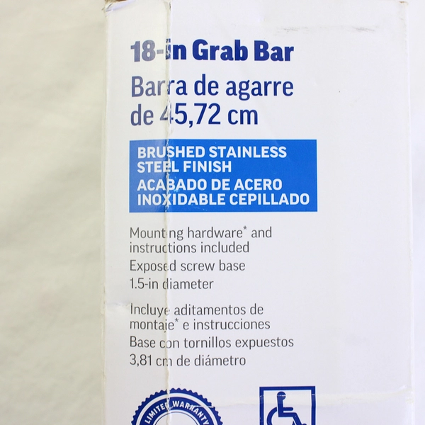 Project Source Grab Bar 18-in Stainless Steel Wall-Mount ADA Exposed Screw