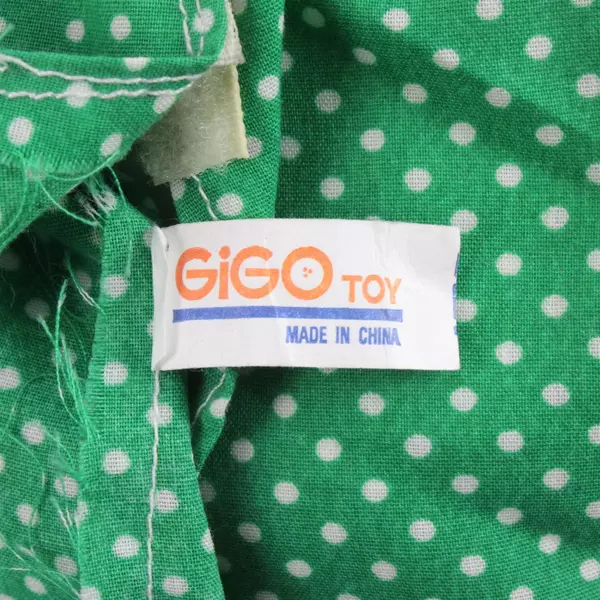 Vintage 13" Soft Body Baby Doll Blonde Braids Green Dress Missing Shoe Sock