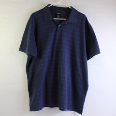 VanHeusen Blue Grid Patterned Short Sleeve Polo W/ Collar Men's Size XL