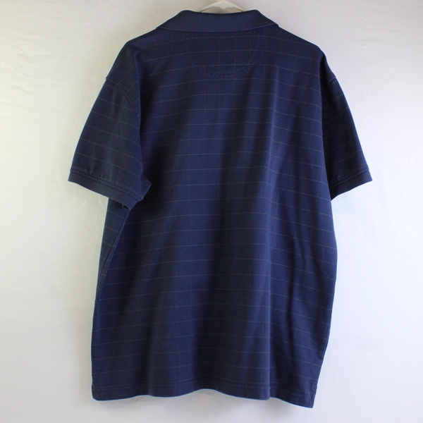 VanHeusen Blue Grid Patterned Short Sleeve Polo W/ Collar Men's Size XL