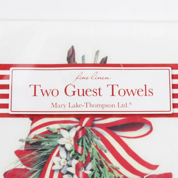 New Set of 2 Mary Lake-Thompson Floral Christmas Linen Guest Towels