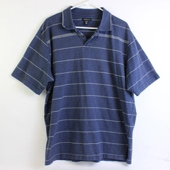 VanHeusen Blue Striped Pattern Short Sleeve Polo W/ Collar Men's Size XL