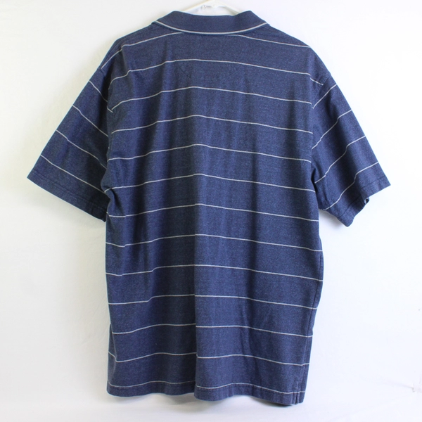 VanHeusen Blue Striped Pattern Short Sleeve Polo W/ Collar Men's Size XL