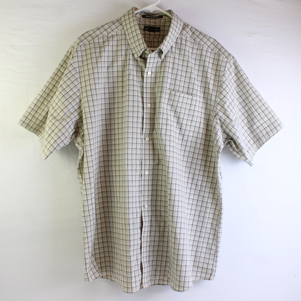 Eddie Bauer Beige Wrinkle Free Relax Fit Short Sleeve Button Up Shirt Men's XL