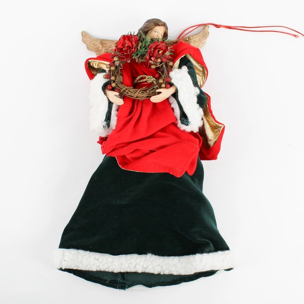 Angel Holding Wreath Christmas Tree Topper 13"