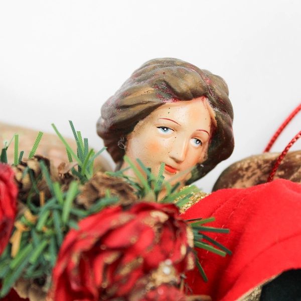 Angel Holding Wreath Christmas Tree Topper 13"