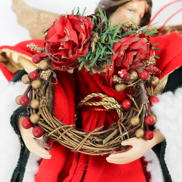 Angel Holding Wreath Christmas Tree Topper 13"