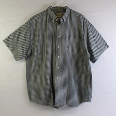 G H Bass & Co Blue/White Gingham Short Sleeve Collared Button Up Shirt Men's XL