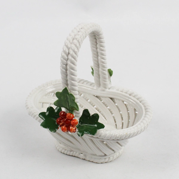 Vintage Nuova Capodimonte Hand-Painted Porcelain Basket 5" FLAWED