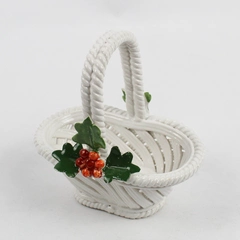 Vintage Nuova Capodimonte Hand-Painted Porcelain Basket 5" FLAWED