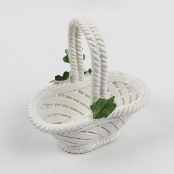 Vintage Nuova Capodimonte Hand-Painted Porcelain Basket 5" FLAWED