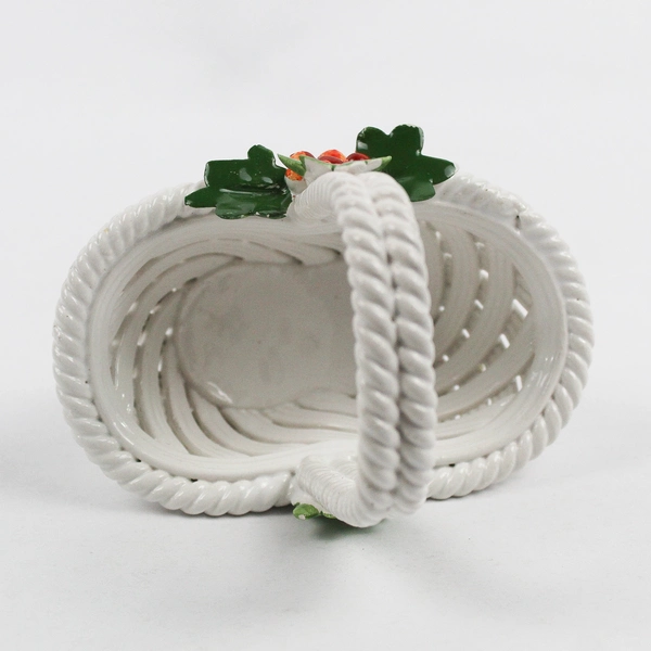 Vintage Nuova Capodimonte Hand-Painted Porcelain Basket 5" FLAWED