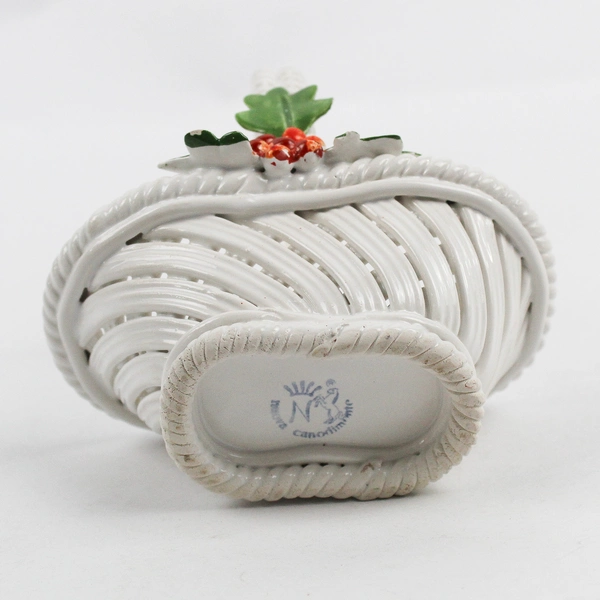 Vintage Nuova Capodimonte Hand-Painted Porcelain Basket 5" FLAWED