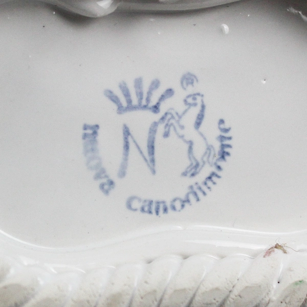 Vintage Nuova Capodimonte Hand-Painted Porcelain Basket 5" FLAWED