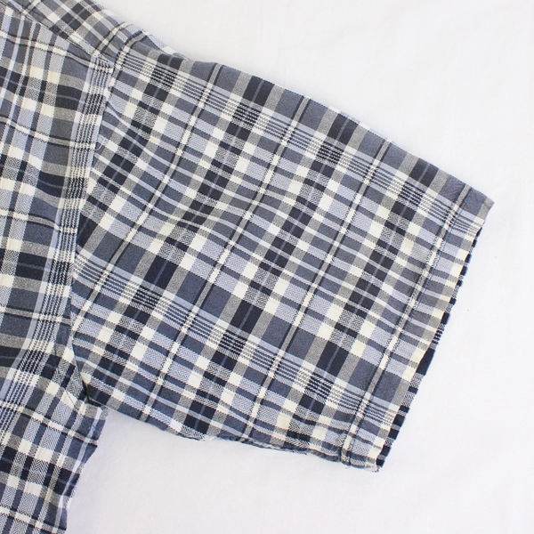  Van Heusen Blue/White Plaid Short Sleeve Collared Button Up Shirt Men's Size XL