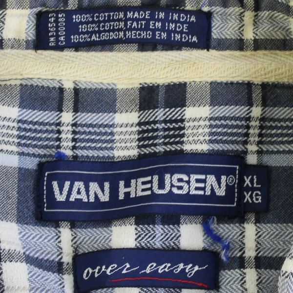  Van Heusen Blue/White Plaid Short Sleeve Collared Button Up Shirt Men's Size XL