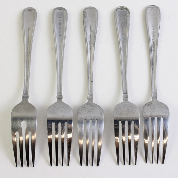 Lot Of 5 Cambridge Silver Allure Salad Forks Two Styles Indented & Non Indented