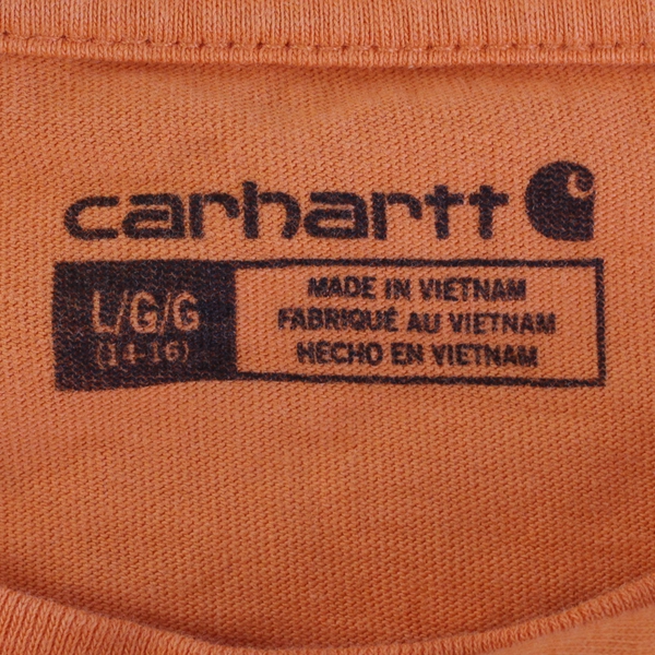 Carhartt Orange Short Sleeve T-Shirt W/ Breast Pocket Boys (14-16) Size LG