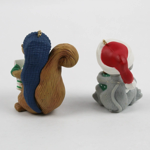 Lot of 2 Vintage 1995 Hallmark DCI Christmas Ornaments Squirrel and Mouse