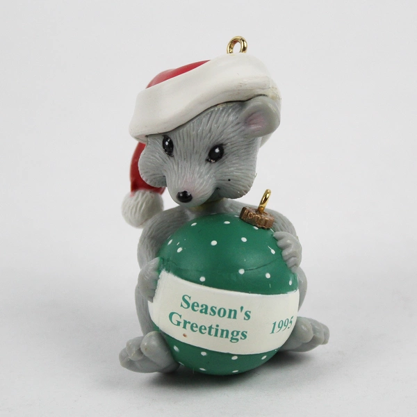 Lot of 2 Vintage 1995 Hallmark DCI Christmas Ornaments Squirrel and Mouse