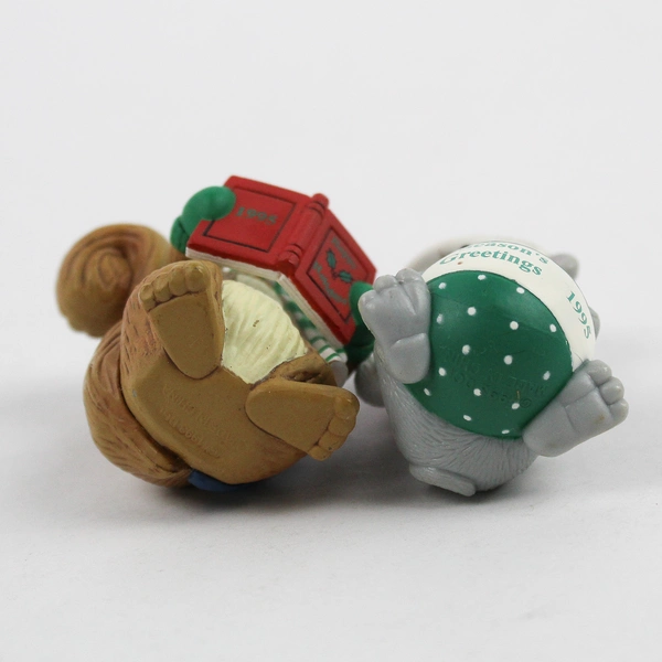 Lot of 2 Vintage 1995 Hallmark DCI Christmas Ornaments Squirrel and Mouse